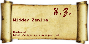 Widder Zenina névjegykártya